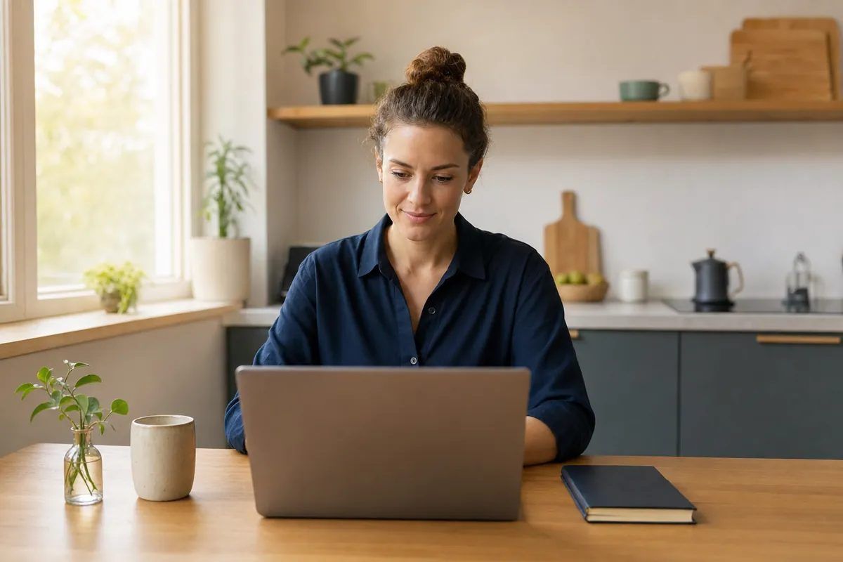 Person reading a single bundled email digest on a laptop instead of a crowded inbox